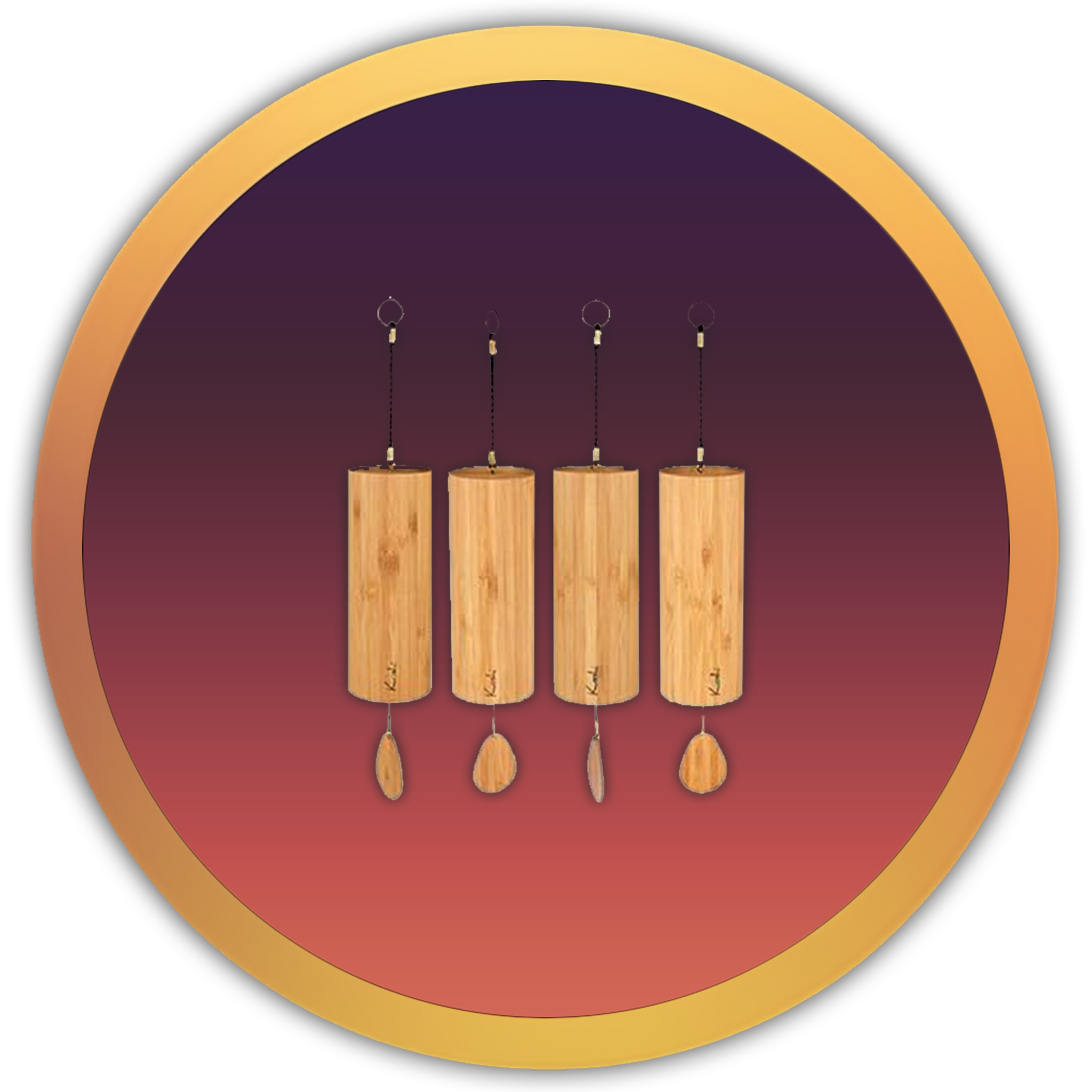 Icon of delicate koshi chimes, echoing soft rain-like tones for gentle focus or reflection