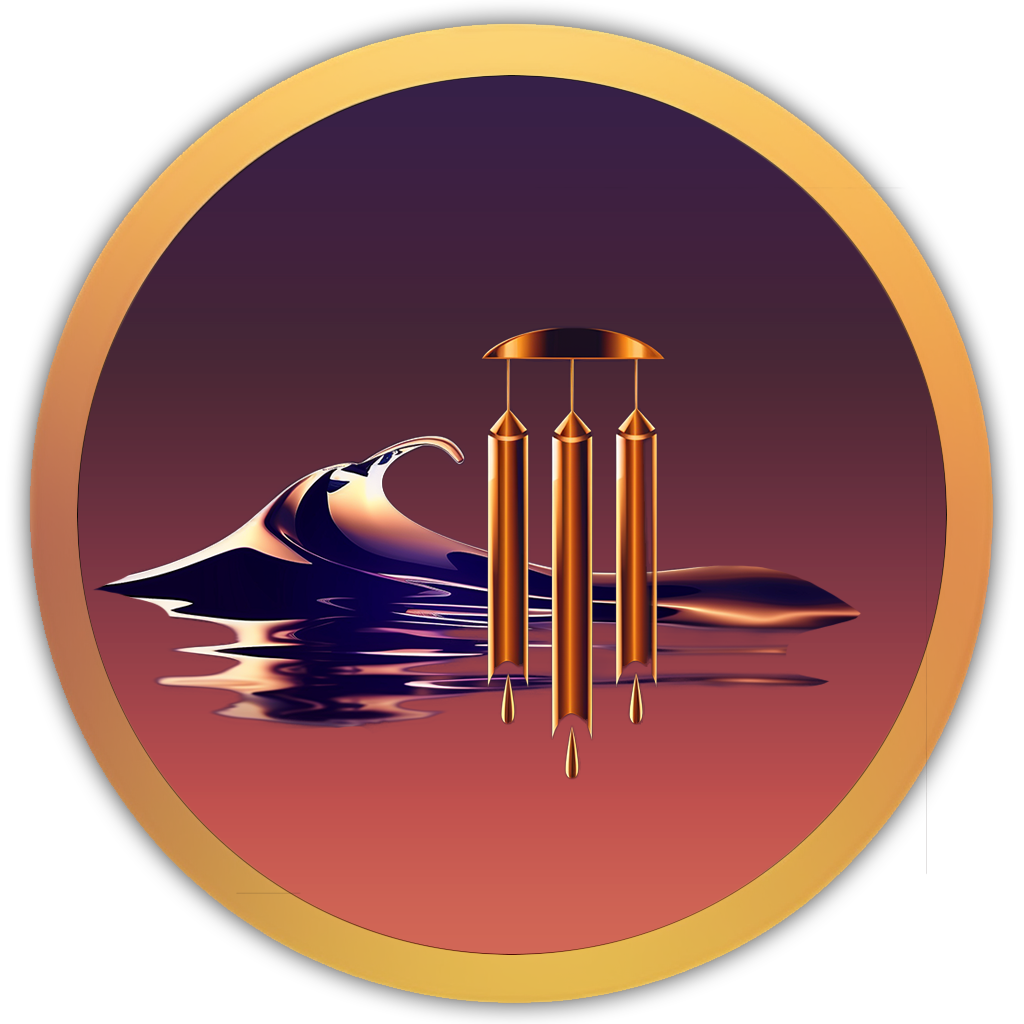 Icon of wind chimes catching the breeze, representing gentle melodic chimes in motion