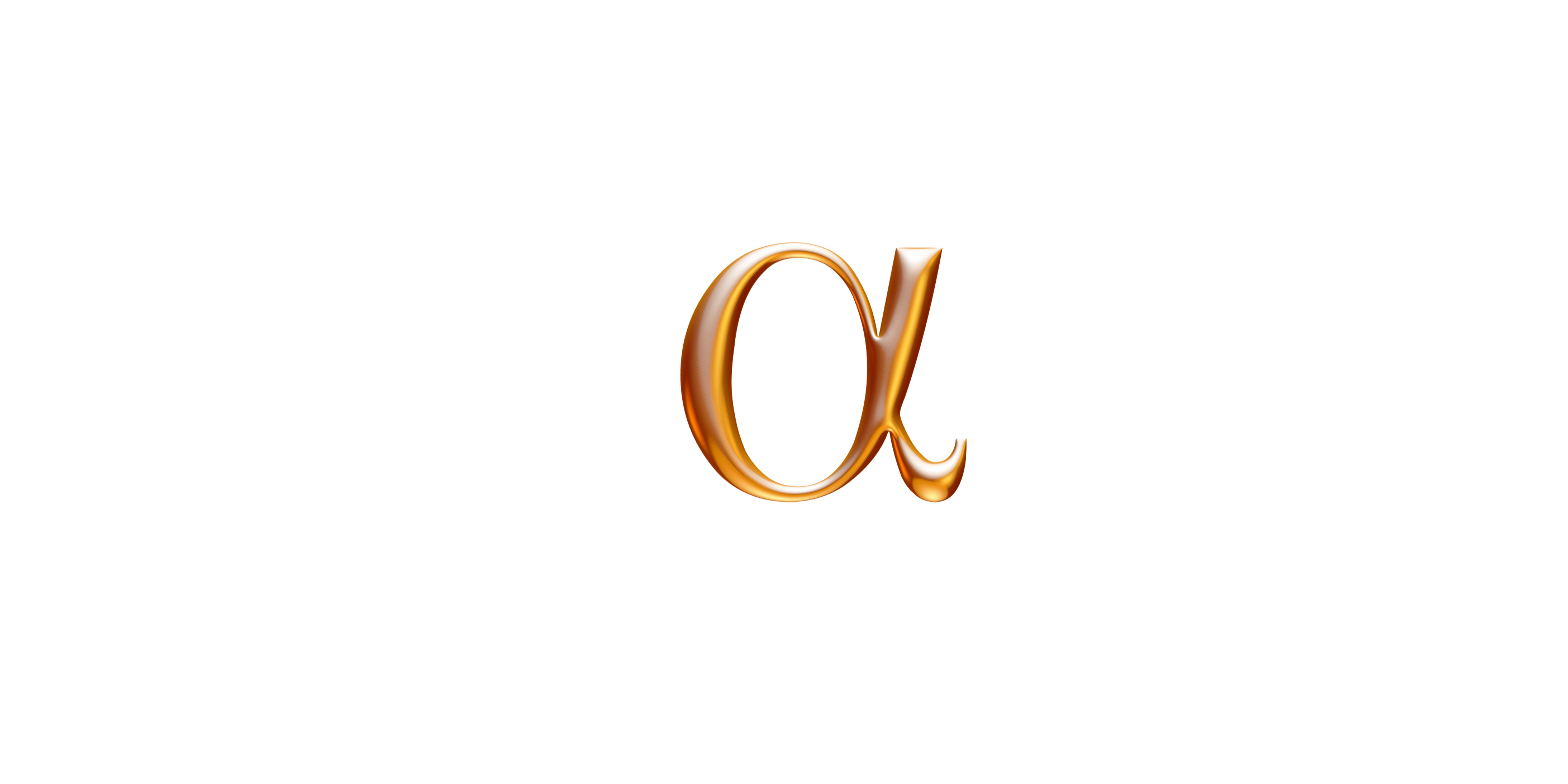 Shiny, gold Greek letter Alpha on a dark grey background, symbolising the calm, relaxed state of Alpha brainwave frequencies associated with gentle focus, creativity, and present moment awareness
