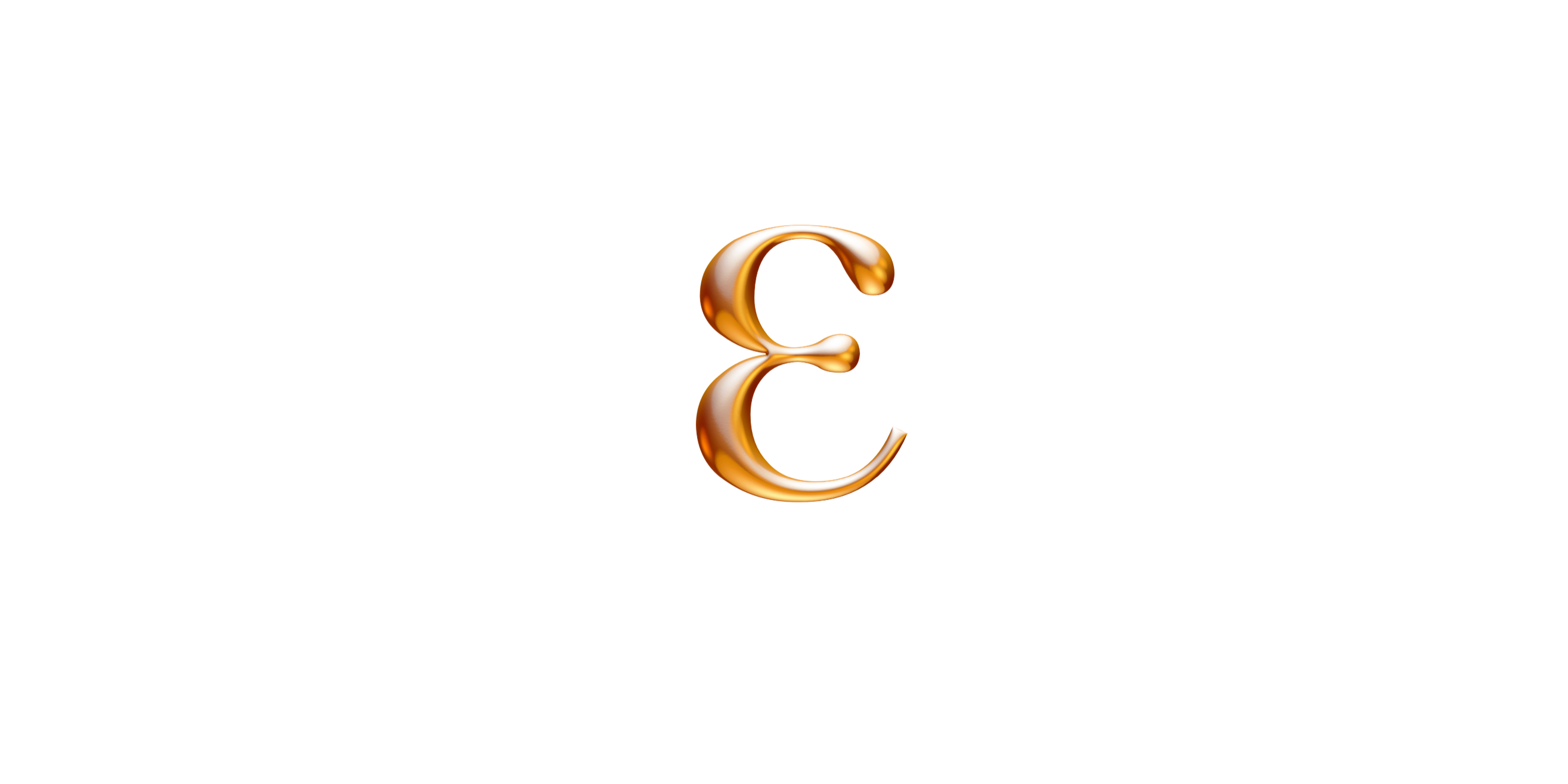 Shiny, gold Greek letter Epsilon on a dark grey background, symbolising the ultra-slow Epsilon brainwave frequency associated with deep spiritual states, inner stillness, and profound meditation