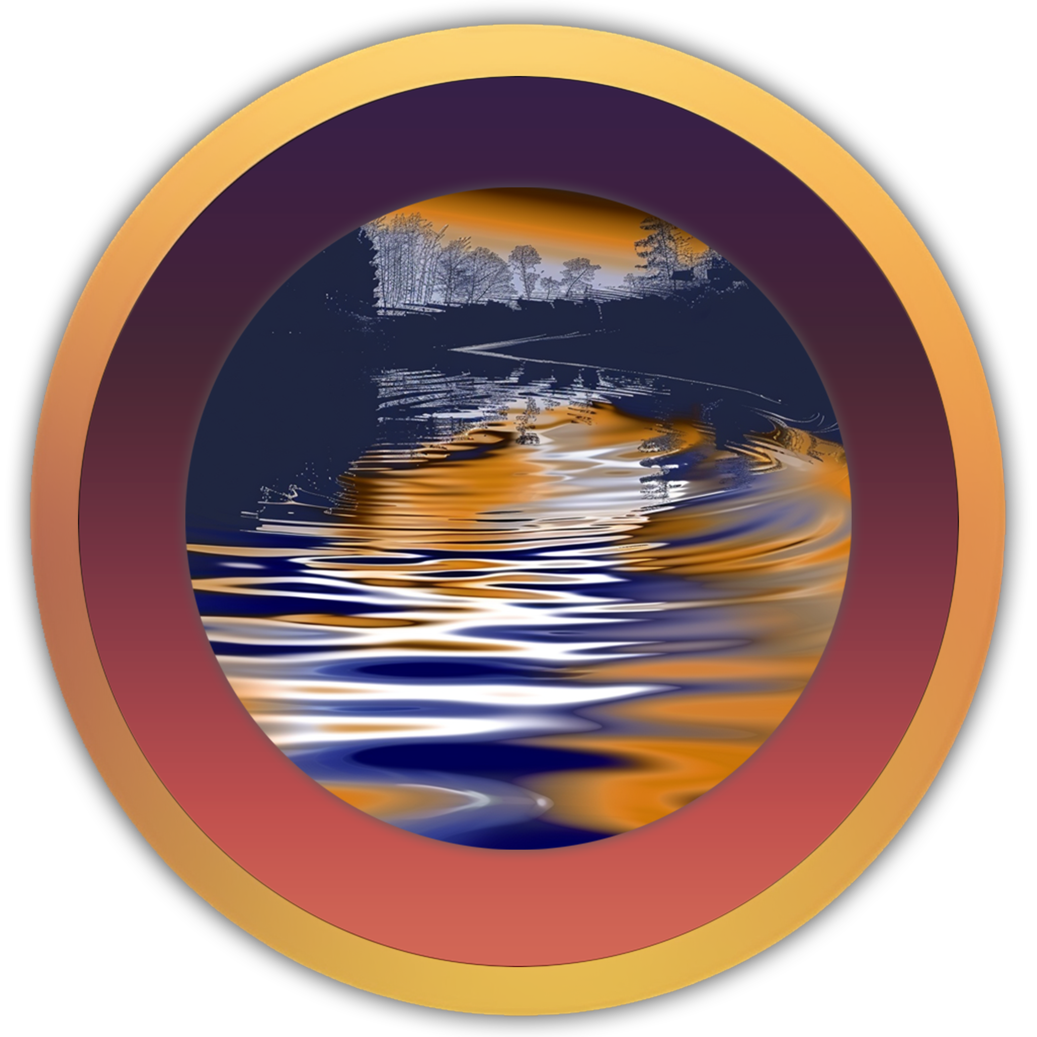 Icon of golden ripples on lake water, evoking subtle motion and peaceful surface movement