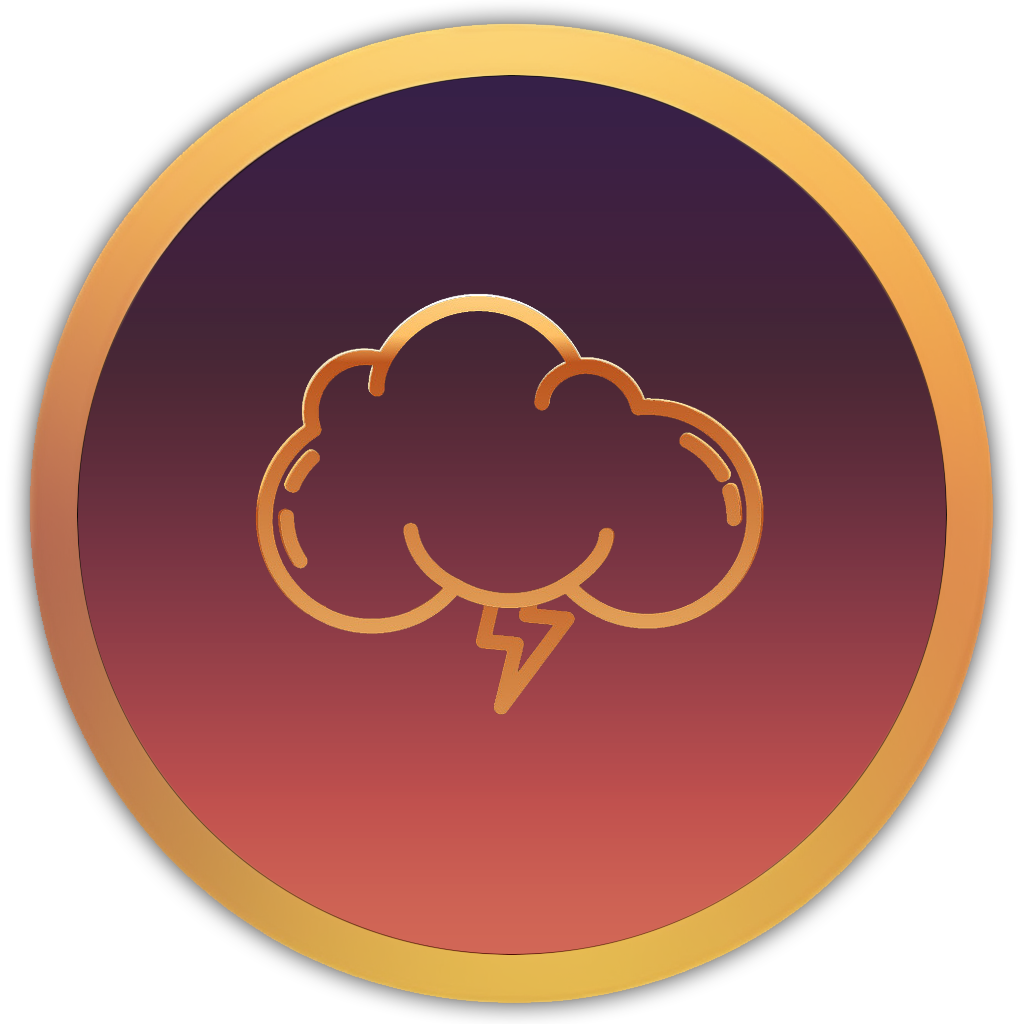 Icon of a cloud with a faint lightning bolt, symbolising distant thunder
