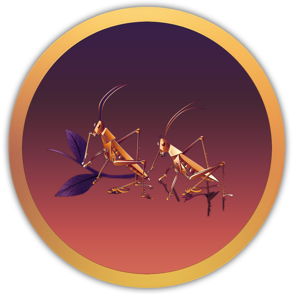 Icon of crickets chirping, evoking the rhythmic pulse of quiet warm nights