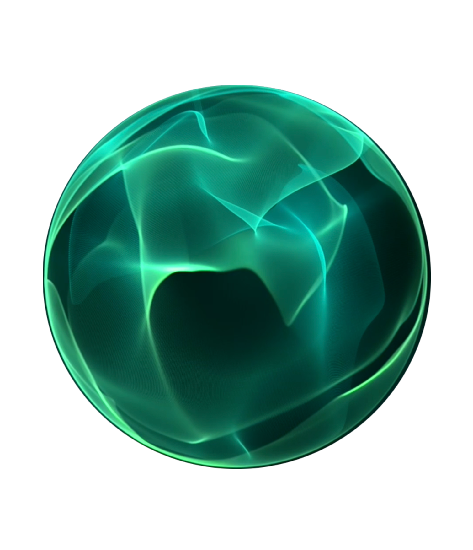 Green spherical waveform representing 3 Hz Delta Binaural Beats, symbolising insomnia relief, nervous system calming, and emotional healing
