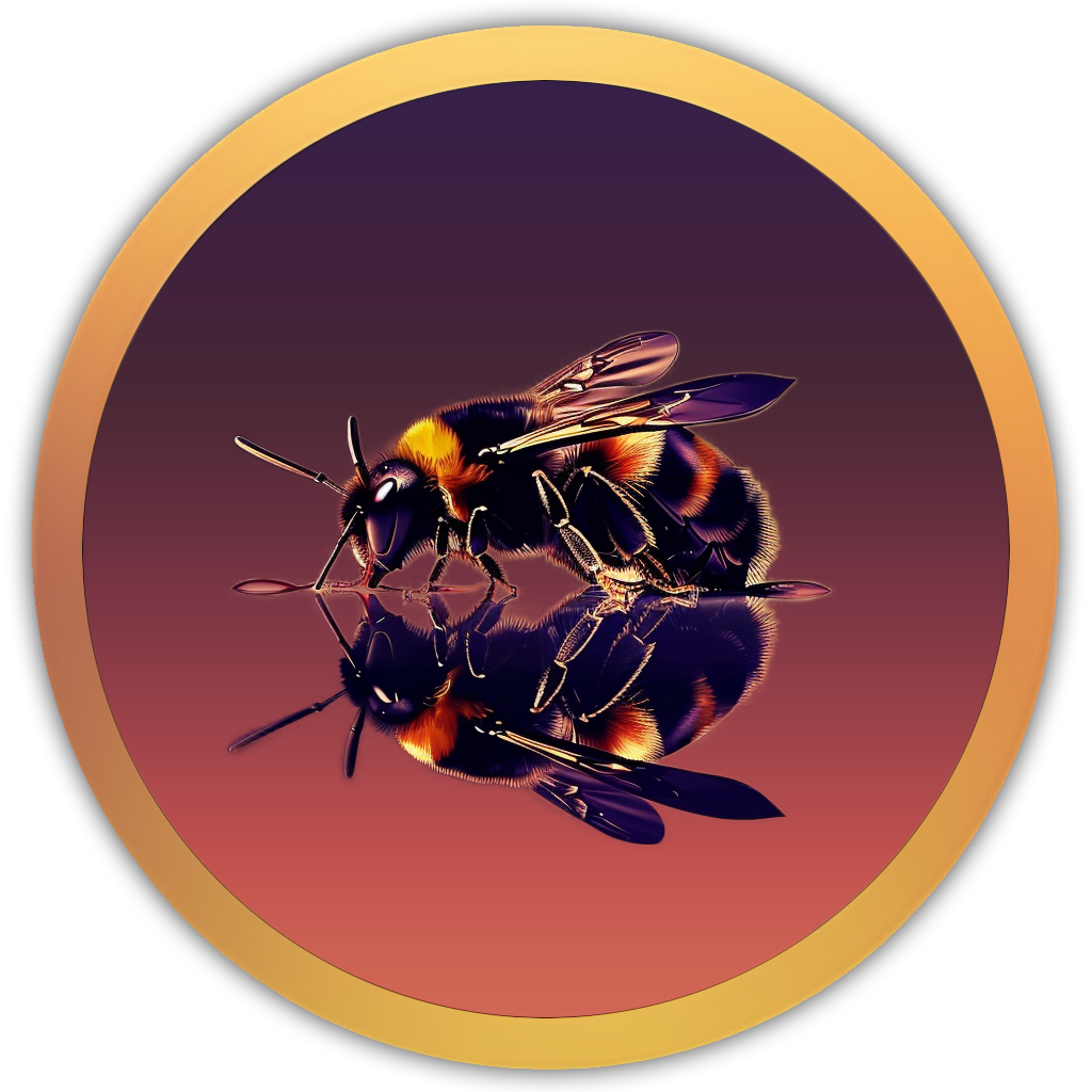Icon of buzzing bees in motion, symbolising the gentle hum of a summer meadow