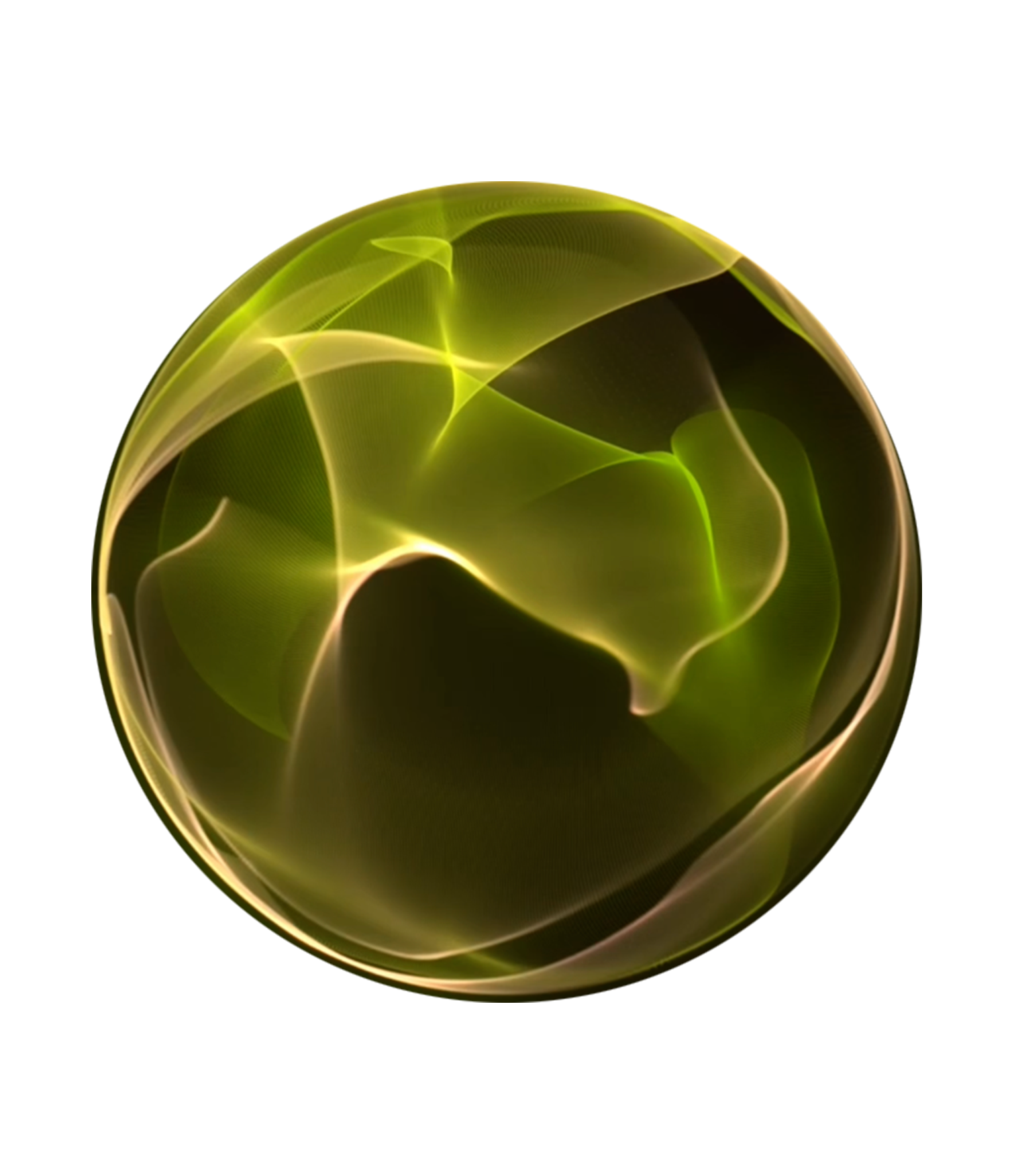 Olive green spherical waveform representing 7 Hz Delta Binaural Beats, symbolising enhanced intuition, profound calmness, meditative states, and memory improvement