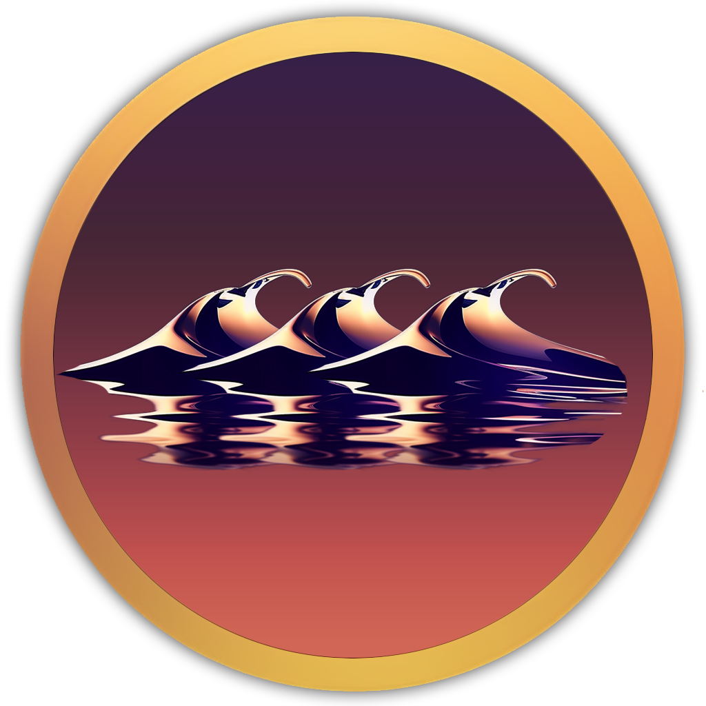 Icon of continuous rolling waves, symbolising the steady rhythm of the open sea