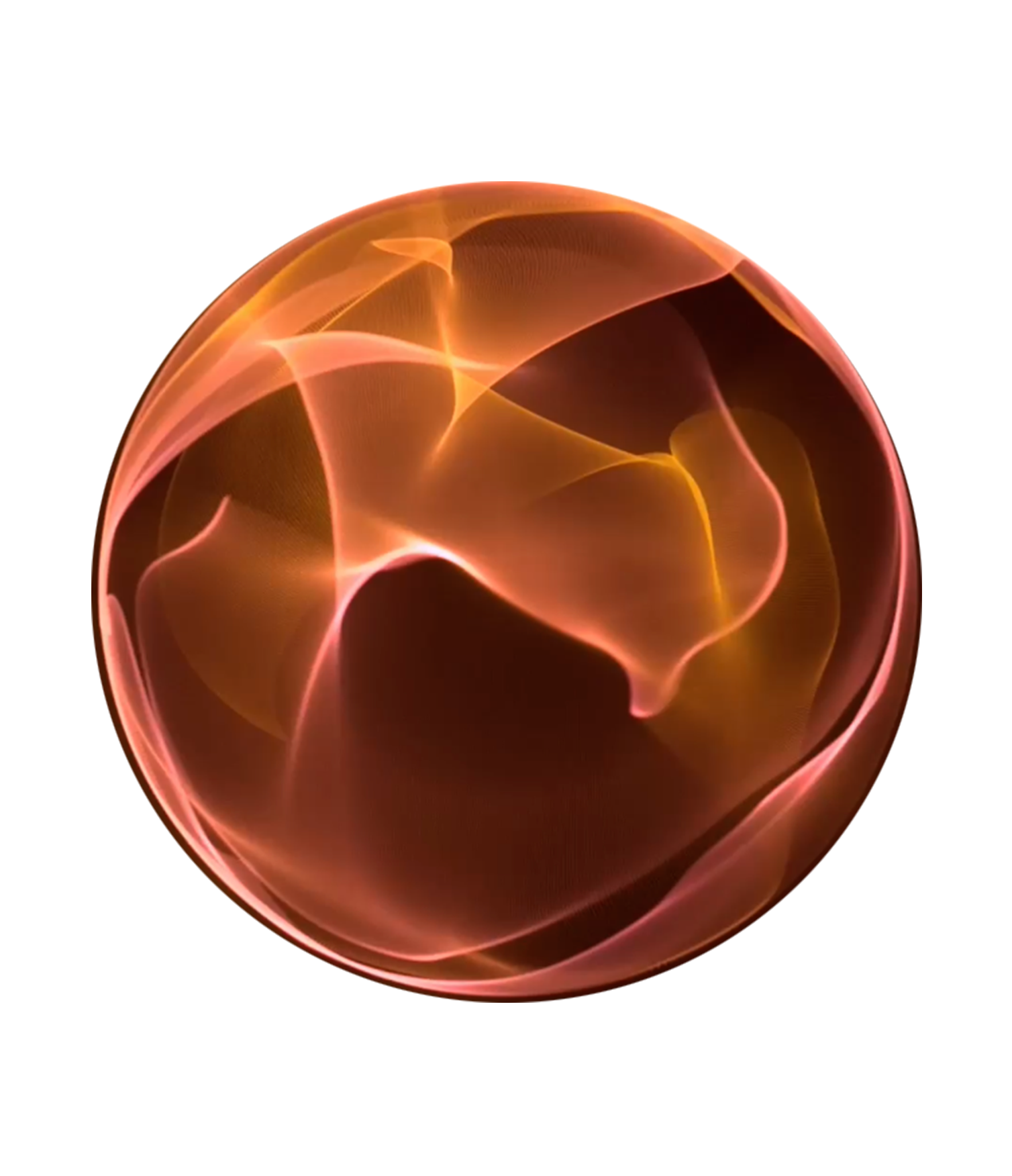 Amber orange spherical waveform representing 8 Hz Delta Binaural Beats, symbolising increased serotonin production, positive thinking, and mood balancing