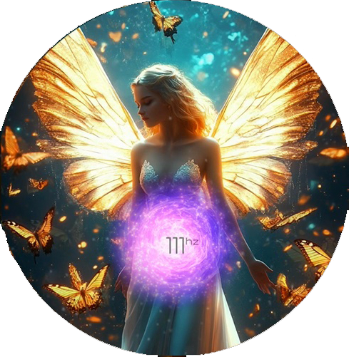 Radiant golden angelic figure with a glowing orb at 111 Hz, symbolising divine alignment, spiritual awakening, and amplification of clarity and positive intentions