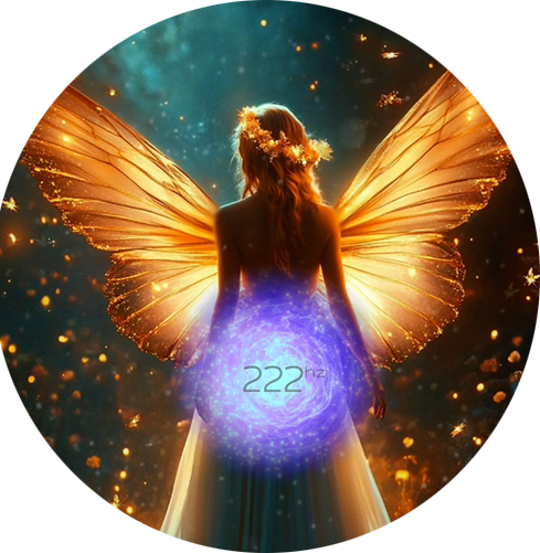 Warm-toned angelic figure with a luminous orb at 222 Hz, symbolising harmony, inner peace, and emotional grounding for stability of the soul