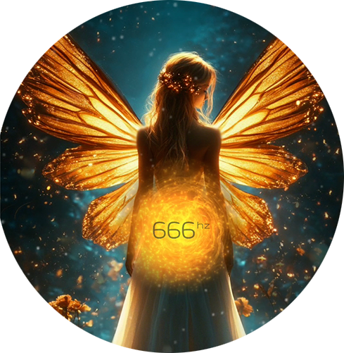Illuminated angelic figure with a centred orb at 666 Hz, symbolising self-reflection, release of limiting beliefs, and alignment with self-love and compassion