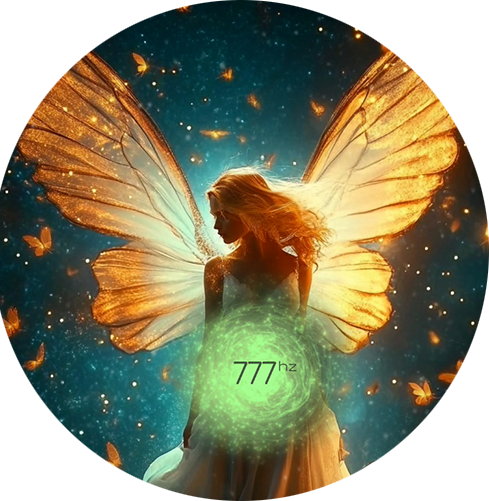 Brightly glowing angelic figure with a spiritual orb at 777 Hz, symbolising spiritual awakening, intuitive insight, and divine guidance from higher realms