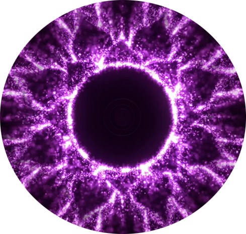 Luminous violet sphere with a crown chakra symbol, symbolising spiritual connection, enlightenment, and cosmic unity at 172.06 Hz