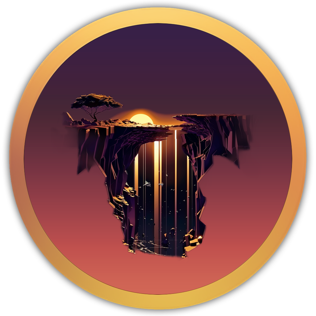 Icon of multiple cascading waterfalls, representing layered natural flow and tranquil power