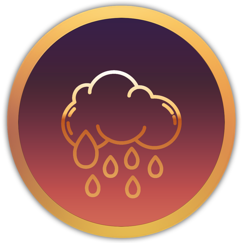 Icon of a raincloud with heavy downpour, representing torrential rain