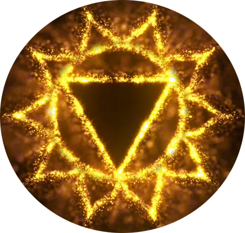 Radiant yellow sphere with a power chakra symbol, symbolising self-esteem, personal power, and decision-making clarity at 126.22 Hz