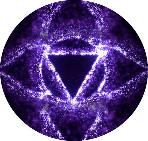 Deep indigo sphere with a third eye chakra symbol, symbolising intuition, inner wisdom, and spiritual insight at 221.23 Hz