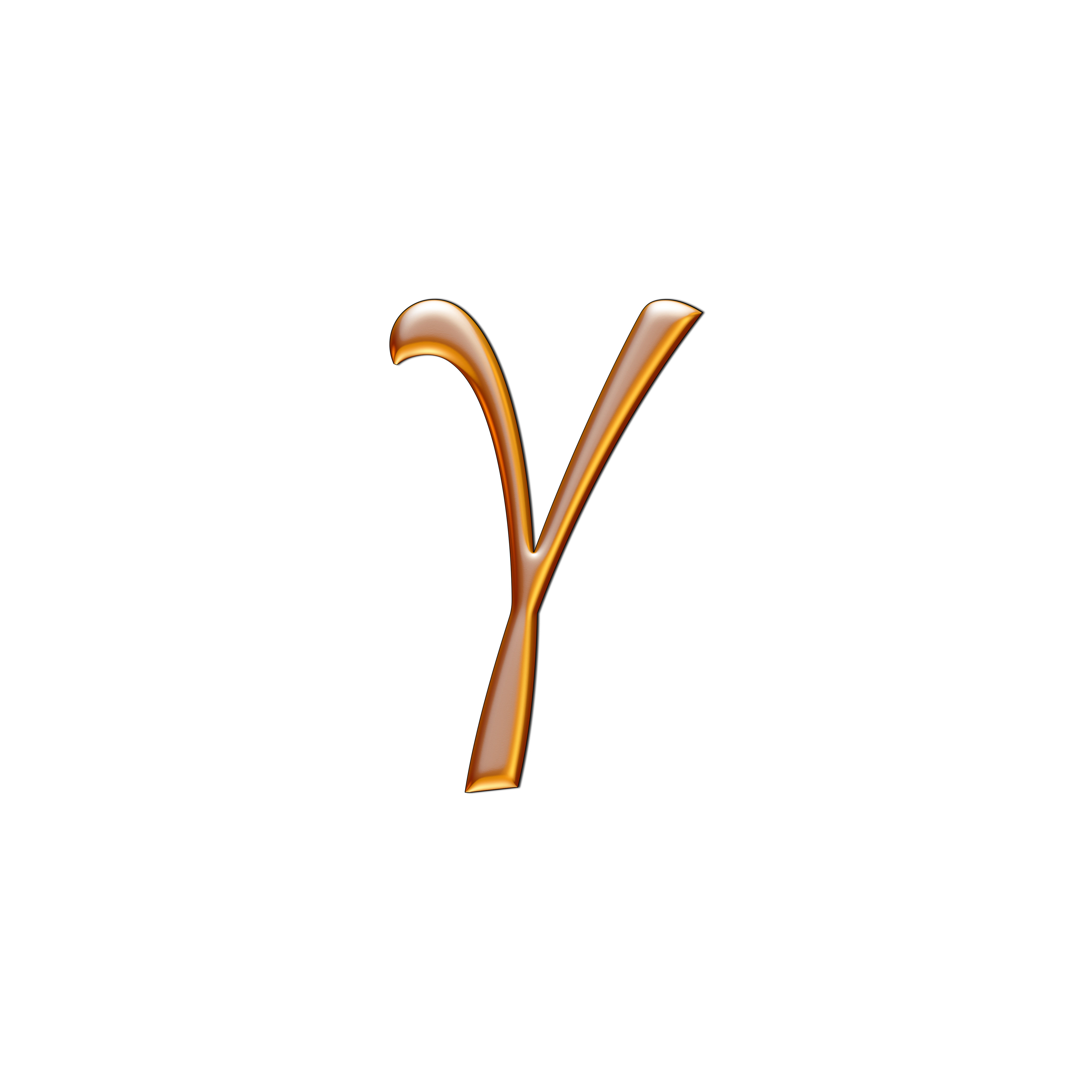 Shiny, gold Greek letter Gamma on a dark grey background, symbolising the heightened, synchronised state of Gamma brainwave frequencies associated with peak cognitive processing, focus, and expanded awareness