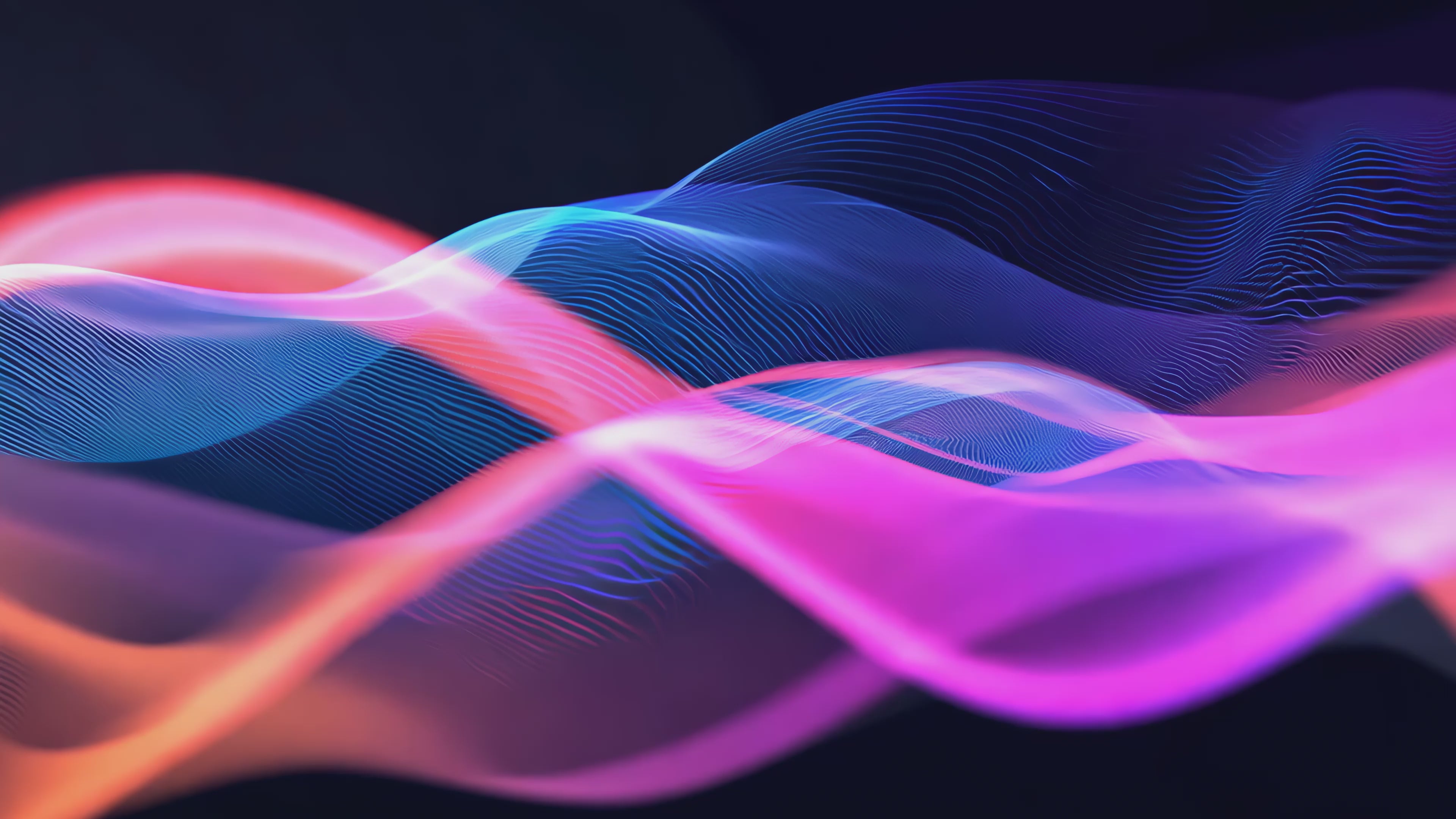 Load video: Soft, flowing waves in hues of pink, blue, and purple create a soothing, ethereal pattern against a dark backdrop, evoking the tranquil essence of sound frequencies and calming energy